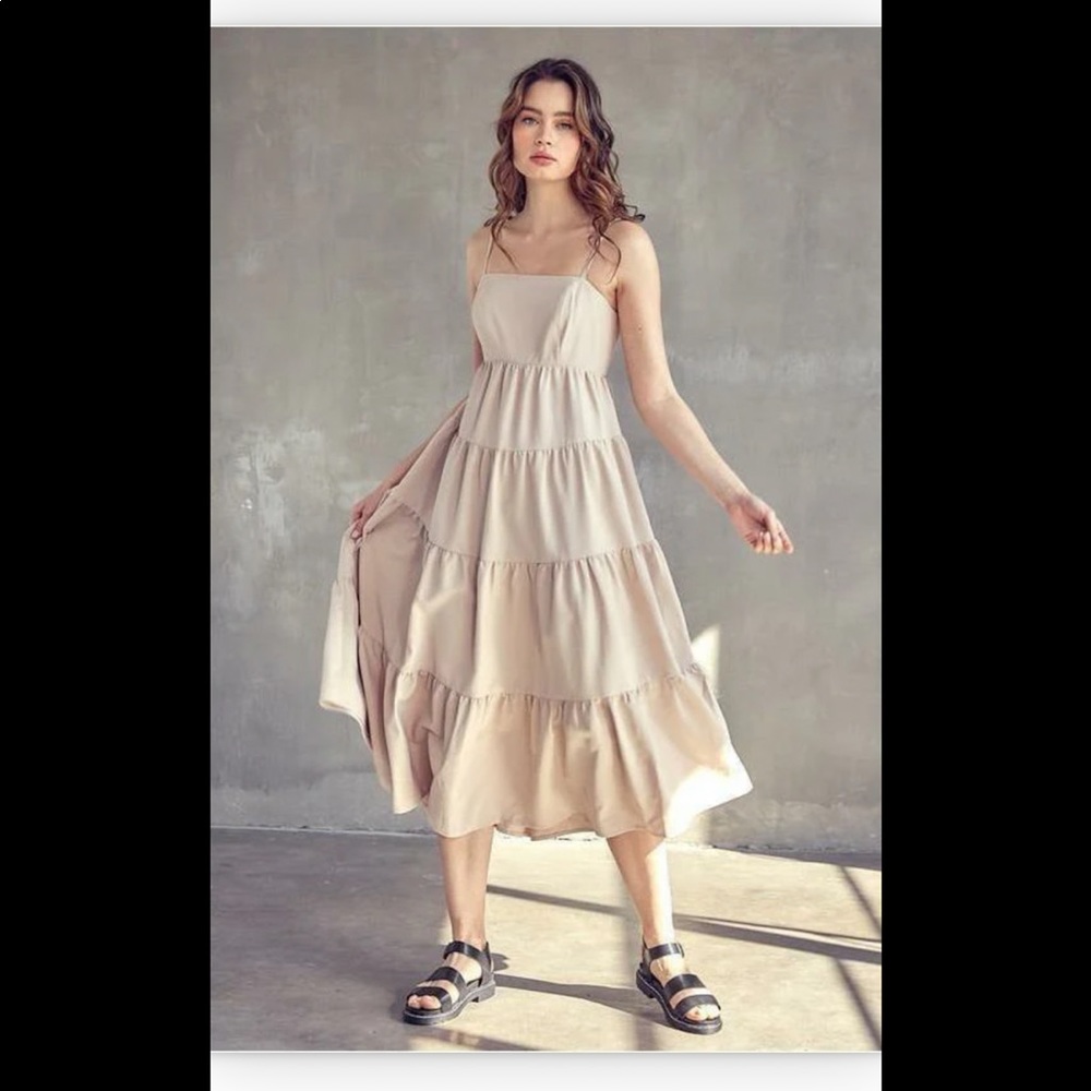 Strappy Cream Maxi Dress with Pockets